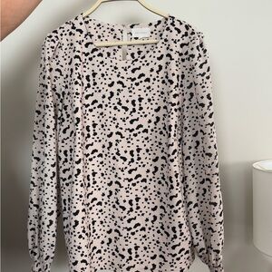 MELLODAY Black and Cream Patterned Blouse